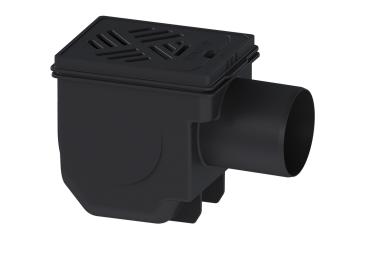 KESSEL Kellerablauf, Kunststoff schwarz DN 100, m.2fach Rückstau,Rost 150x190 mm - 27301