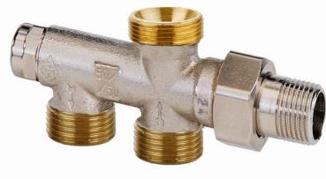 Heimeier Einrohr-Verteiler DUOLUX 1/2" vernickelt mit Absperrung - 3803-02.000