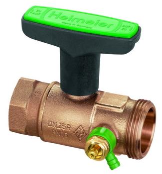 Heimeier Trinkw.-Kugelhahn Globo D DN 15 Rp 1/2" x G 3/4" mit Entleerung IG/AG - 0675-02.000