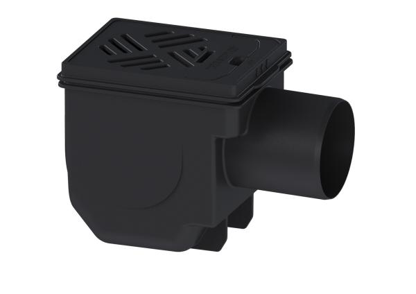 KESSEL Kellerablauf, Kunststoff schwarz DN 100, m.2fach Rückstau,Rost 150x190 mm - 27301