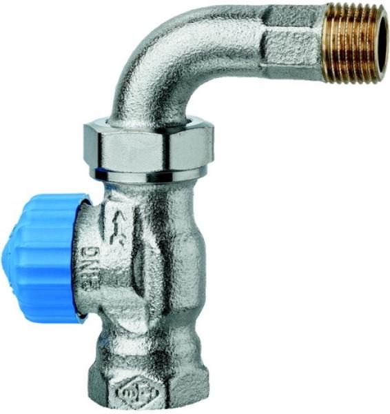 Heimeier Ventilunterteil 1/2" Durchgang vernickelt m.Bogenverschr.f.Einrohrheiz. - 2244-02.000