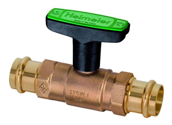 Heimeier Trinkw.-Kugelhahn Globo D DN 15 15 x 15mm Rotguss m.Viega-Pressanschluss - 0672-15.000