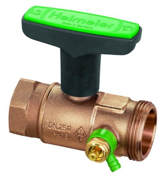 Heimeier Trinkw.-Kugelhahn Globo D DN 32 Rp 1 1/4" x G 1 1/2" m.Entleerung IG/AG - 0675-05.000