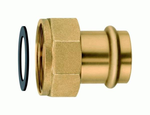 HEIMEIER Verschraubung mit Pressnippel Rotguss, 15 mm, für DN 15, flachdichtend - 0675-15.356
