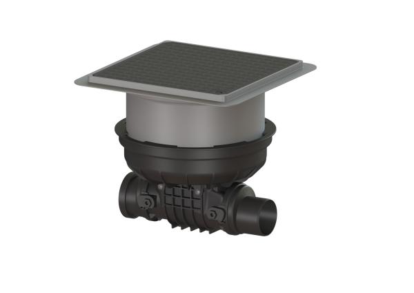 KESSEL Grundkörper Staufix DN90, schwarz, Bodenplatte - 700090.10s