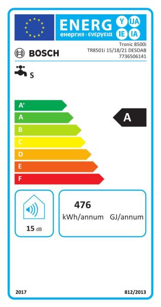 BOSCH Durchlauferhitzer TR8501i 15/18/21 DESOAB, 484x236x106, 21 kW internetfähig - 7736506141